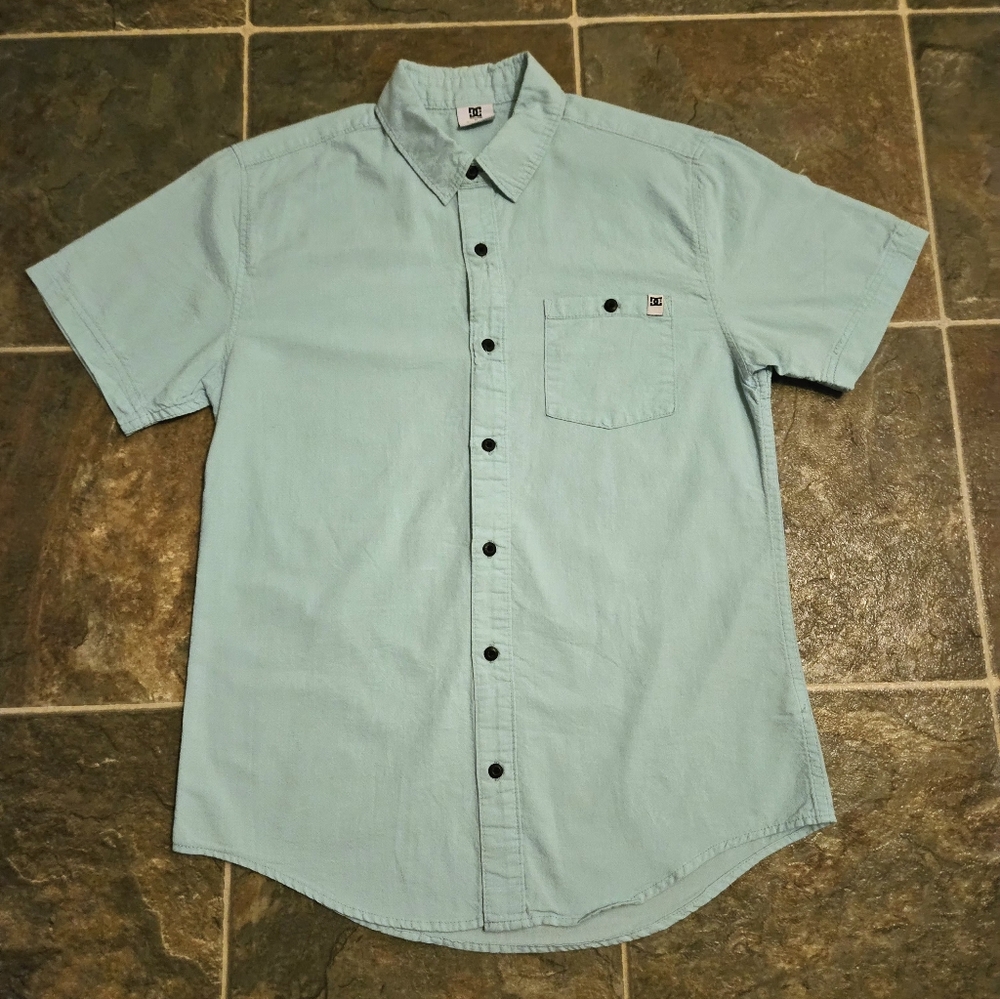 DC Men's Aqua Button Down Shirt